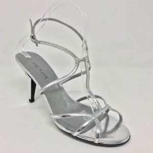 Heeled Silver Prada Shoes